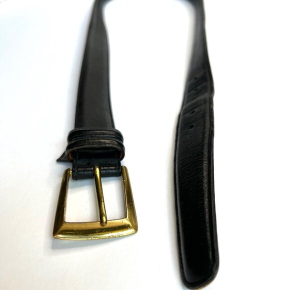 Trafalgar Black‎ Leather Belt with Brass Buckle 1" Wide Soft Glove Made in USA - Picture 2 of 6